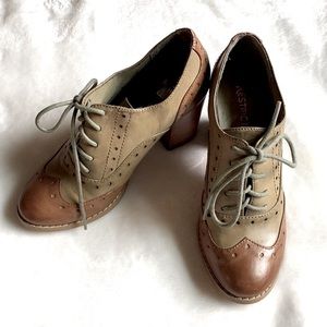 Restricted brown oxford heels
